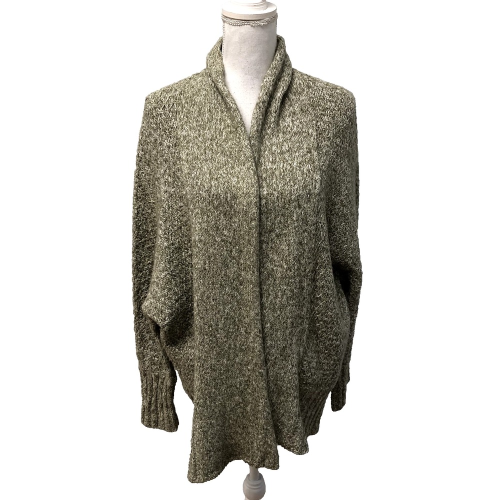 Angel Of The North Chunky Knit Cardigan Sweater Womens Small Green Oversize